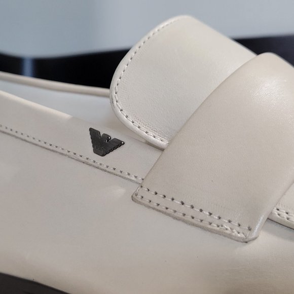 Emporio Armani Leather Loafers, EU 41, White main image 10